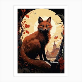 Blanfords Fox Moon Illustration 1 Art Print