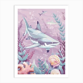 Purple Lemon Shark Illustration 2 Art Print