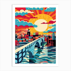 Peace Bridge, Canada, Colourful 3 Art Print