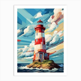 Lighthouse In The Sea Art Print