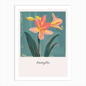 Amaryllis 1 Square Flower Illustration Poster Art Print