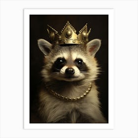 Vintage Portrait Of A Barbados Raccoon Wearing A Crown 4 Art Print