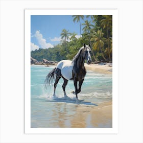 A Horse Oil Painting In Anse Source D Argent, Seychelles, Portrait 3 Art Print