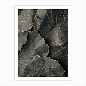 Black And Gold Leaves Art Print