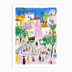 Athens, Dreamy Storybook Illustration 1 Art Print