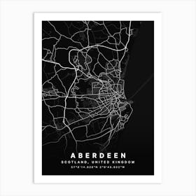 Aberdeen Scotland Black Map Art Print