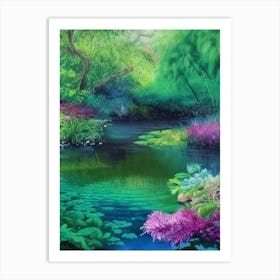 Water Gardens Waterscape Crayon 1 Art Print