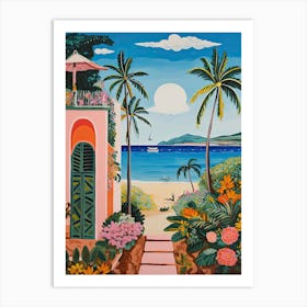 Half Moon Bay, Antigua, Matisse And Rousseau Style 4 Art Print