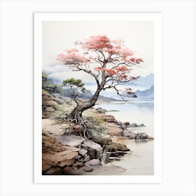 Sado Island In Niigata, Japanese Brush Painting, Ukiyo E, Minimal 3 Art Print