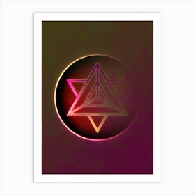 Geometric Neon Glyph on Jewel Tone Triangle Pattern 185 Art Print