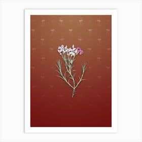 Vintage Shewy Phlox Flower Botanical on Falu Red Pattern Art Print