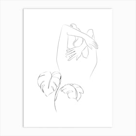 Woman With A Plant Line art Art Print