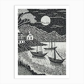 Moonlight On The Water Art Print