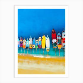 Colorful Boats On The Beach Art Print