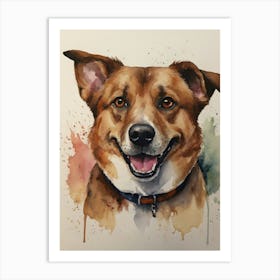 Dog Watercolor Painting Art Print