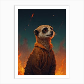 Meerkat In Flames Art Print