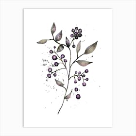 Berries in Bloom - Minimalistic Watercolor Berries Art Print