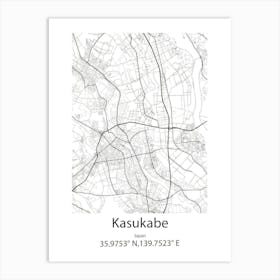 Kasukabe,Japan Minimalist Map Art Print