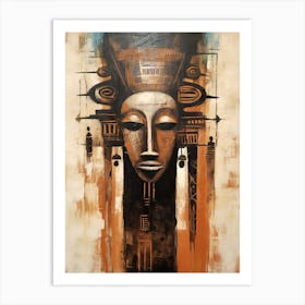 Cultural Odyssey: African Tribal Mask Showcase Art Print