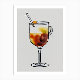 Espresso MCocktail Poster artini 2 Minimal Line Drawing With Watercolour Cocktail Poster Art Print