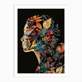 Portrait Of A Woman With Leaves 12 Art Print