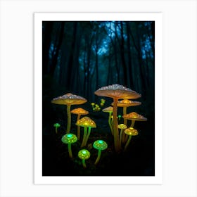 Glow In The Dark Mushrooms Art Print