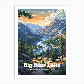 Big Bear Lake San Bernardino Digital Travel Illustration Art Print