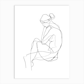 Line Drawing Of A Woman Minimalist Line Art Monoline Illustration Art Print