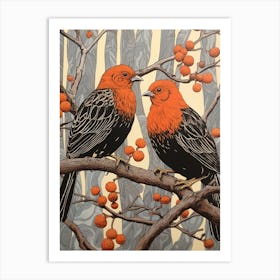 Two Birds Art Nouveau Poster 1 Art Print