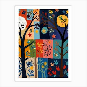 Trees At Night Art Print