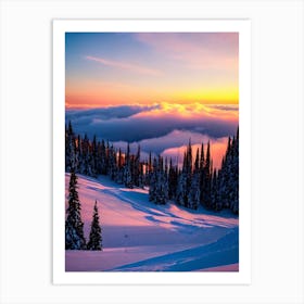 Shymbulak, Kazakhstan Sunrise Skiing Poster Art Print