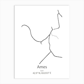 Ames,Spain Minimalist Map Art Print