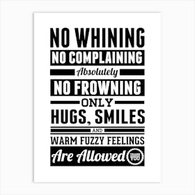 No Whining No Complaining Print | Funny Wall Art Print | Kitchen Print Art Print