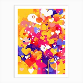 Abstract Hearts Art Print