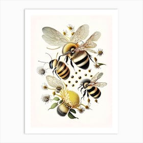 Buzzing Bees 1 Vintage Art Print