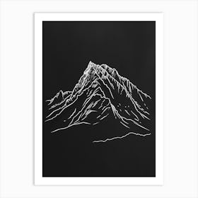 Geal Charn Alder Mountain Line Drawing 4 Art Print