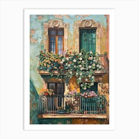 Balcony View Painting In Barcelona 1 Art Print