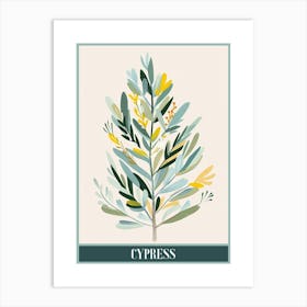 Cypress Tree Flat Illustration 8 Poster Art Print