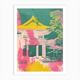 Japanese Traditional Strine Pink Silk Screen 3 Art Print