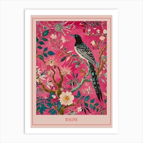 Floral Animal Painting Magpie 2 Poster Art Print