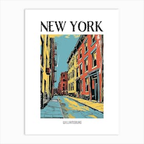 Williamsburg New York Colourful Silkscreen Illustration 2 Poster Art Print