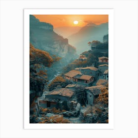 Village At Sunset Art Print