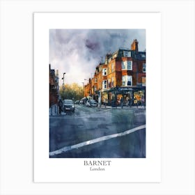 Barnet London Borough   Street Watercolour 3 Poster Art Print