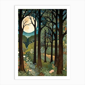 William Morris Moonlight In The Forest 48 Art Print