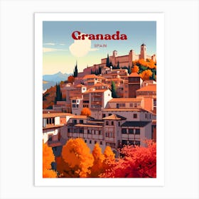 Granada Spain Andalusia Travel Art Illustration Art Print