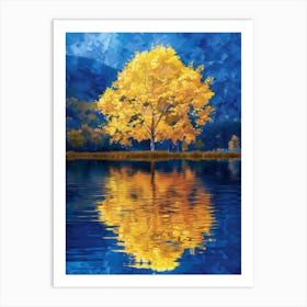 Yellow Tree By The Lake 2 Art Print