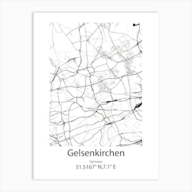 Gelsenkirchen,Germany Minimalist Map Art Print