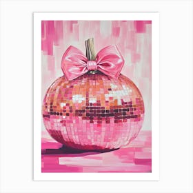 Pink Pumpkin With Bow Art Print