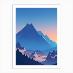 Misty Mountains Vertical Composition In Blue Tone 60 Art Print