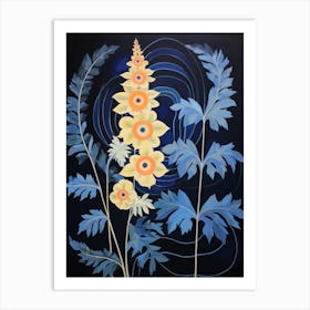 Delphinium 1 Hilma Af Klint Inspired Flower Illustration Art Print